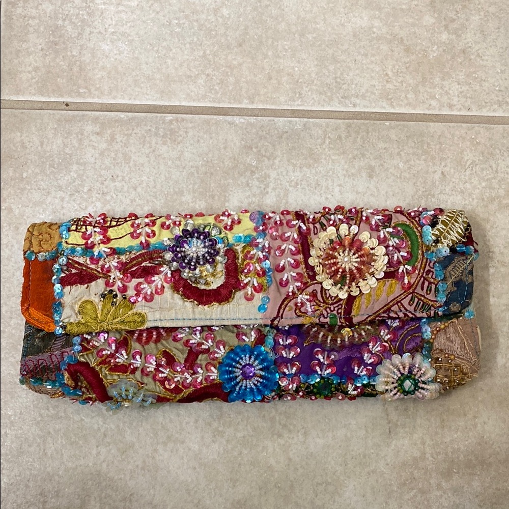 Unique Embroidered Multicolor Clutch